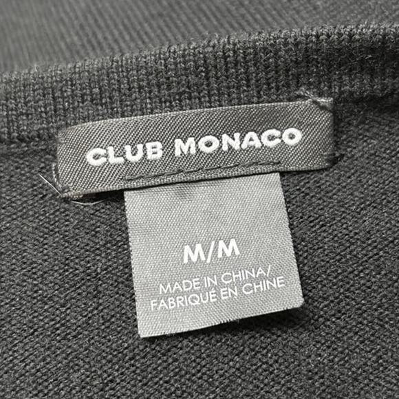 Club Monaco Black Wool Knit Bodycon Ribbon Cutout Long Sleeves Sweater Dress M - Picture 6 of 7